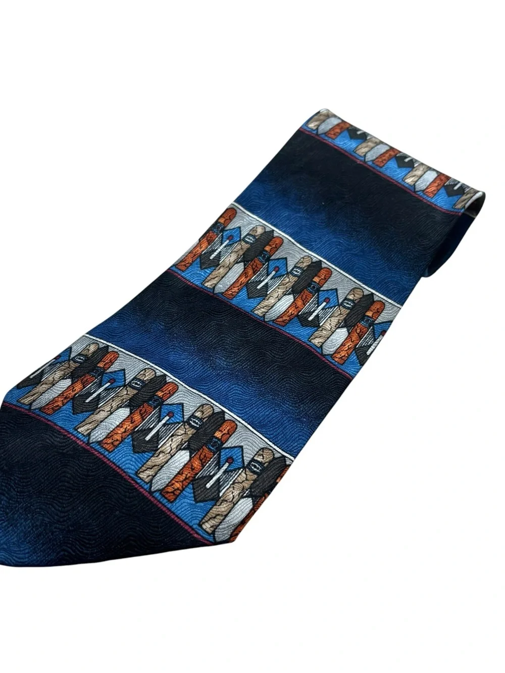Men’s Vintage Novel-Tie by Roffe 100% Silk Cigar Print Neck Tie‎